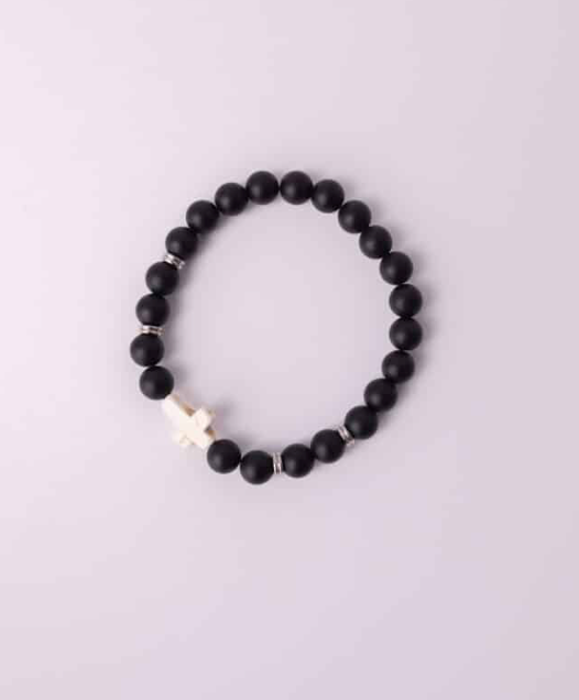 Faith & Boldness – Matte Onyx Cross Bracelet