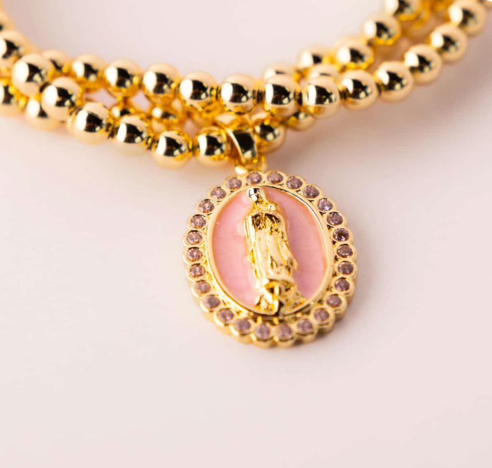 Golden Grace – Miraculous Medal Bracelet Stack