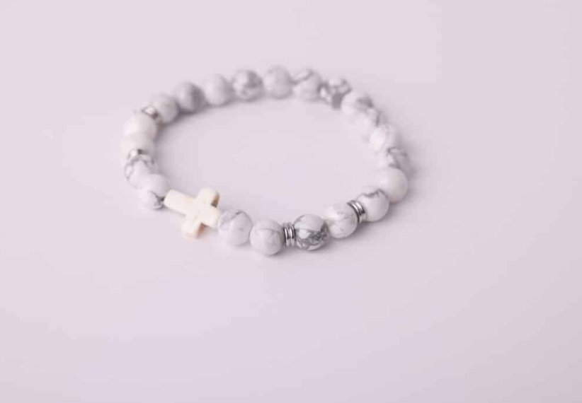 Faith & Peace – Howlite Cross Bracelet